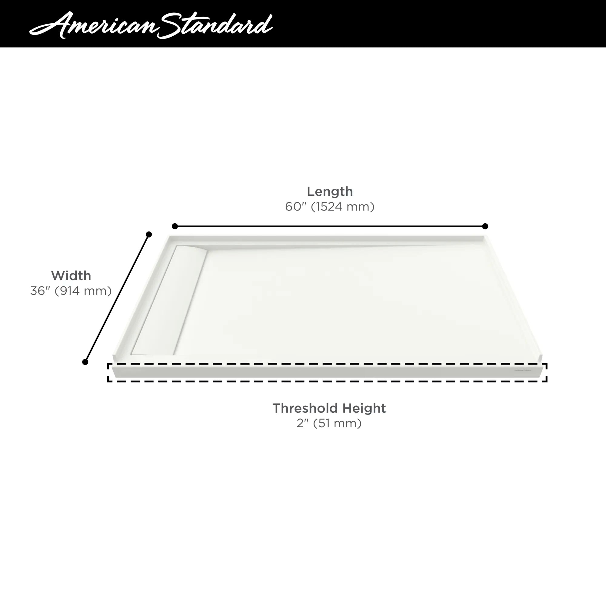 Base de douche Townsend® 60 x 36 po à seuil unique et sortie à gauche // 60 X 36 IN / LEFT / BLANC DOUX // 68220_2019_AS_Townsend_Shower_Bases_Infographics_F1-8_0_CDNwebp.webp