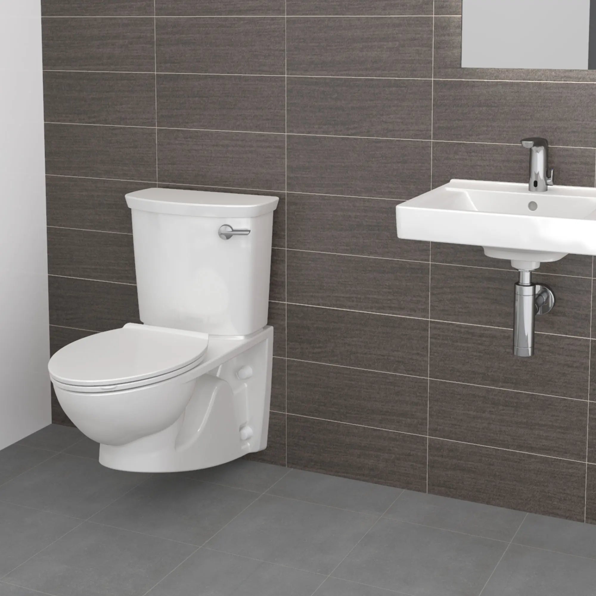 Glenwall® VorMax® - Toilette allongée deux pièces, à installation murale, surface EverClean® et sortie arrière, levier de déclenchement à droite, 1,28 gpc/4,8 lpc // BLANC // 71383_B-2882108020_CDNwebp.webp