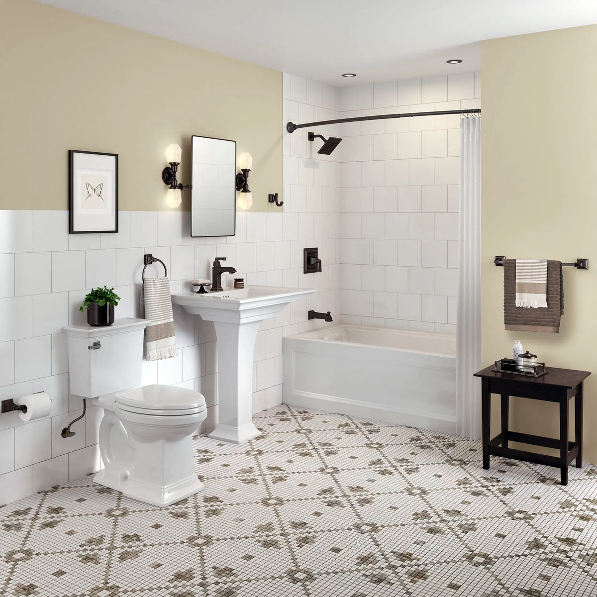 Combinaison de dessus et de pieds de lavabo sur colonne Town Square® S avec trou central seulement // BLANC // 72192_B-3271101020_0297001020_T455508278_7455107278_CDNwebp.webp