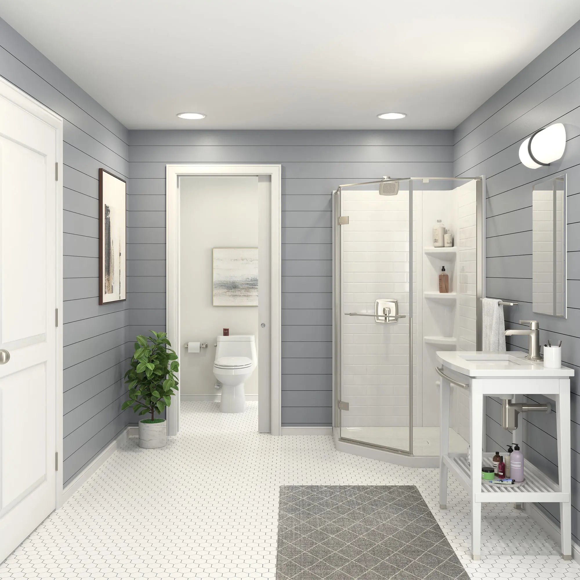 Townsend® - Ensemble de robinetterie pour douche 1,75 gpm/6,6 L/min incluant une pomme de douche à économie d'eau, une cartouche à pression équilibrée en double céramique et une poignée à levier // SHOWER / 1.75 GPM / NICKEL BROSSÉ // 83057_B-AM00841400.295_A8017T-CO.011_2947SWT38.011_TU353507.295_CDNwebp.webp