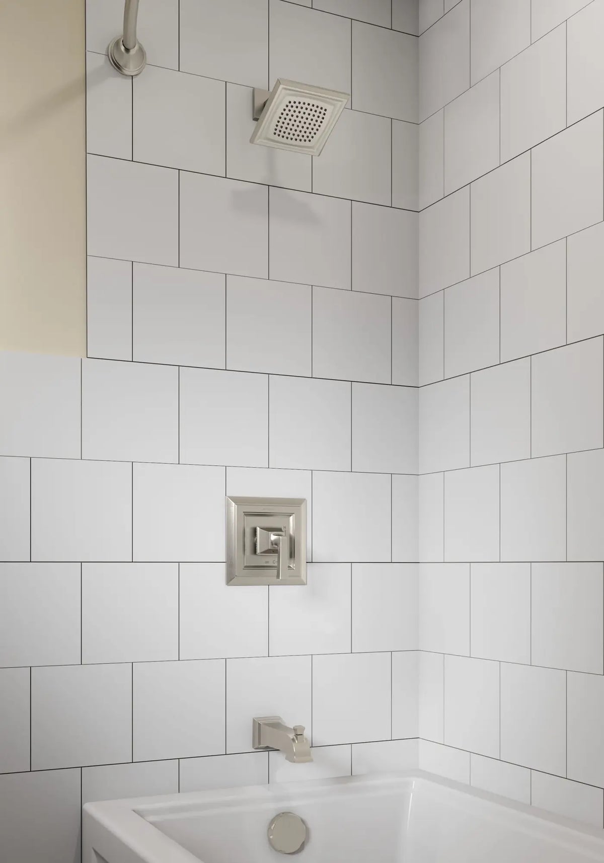 Town Square® S - Ensemble de robinetterie pour baignoire/douche 1,75 gpm/6,8 L/min incluant une pomme de douche à économie d'eau, une cartouche à pression équilibrée en double céramique et une poignée à levier // NICKEL BROSSÉ // 87368_B-T455508295_CDNwebp.webp