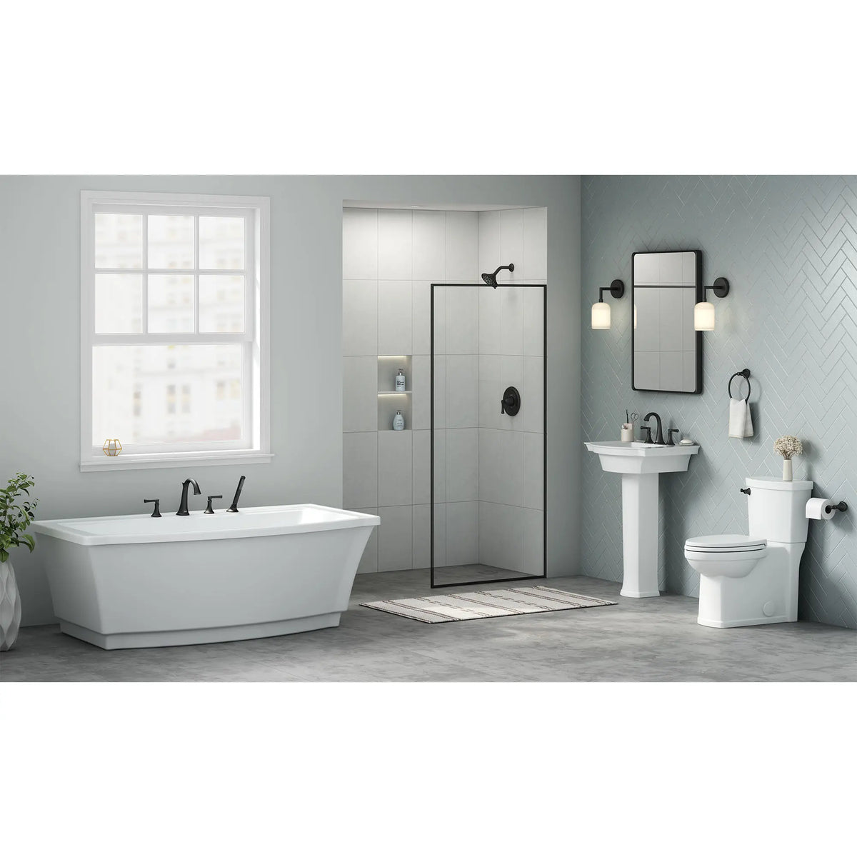 Estate - Robinet de salle de bain à 2 poignées espacées de 8 pouces 4,5 L/min/1,2 gpm avec poignées à levier // NOIR MAT // 87518_B-T722901.243_2692004.020_TU722501.243_7722801.243_0900800.020_240AA704.020_7722230.243_CDNwebp.webp
