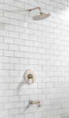 [TU105508.295] Studio® S 1.8 gpm/6.8 L/min Tub and Shower Trim Kit With Rain Showerhead, Double Ceramic Pressure Balance Cartridge With Lever Handle - Brushed Cool Sunrise