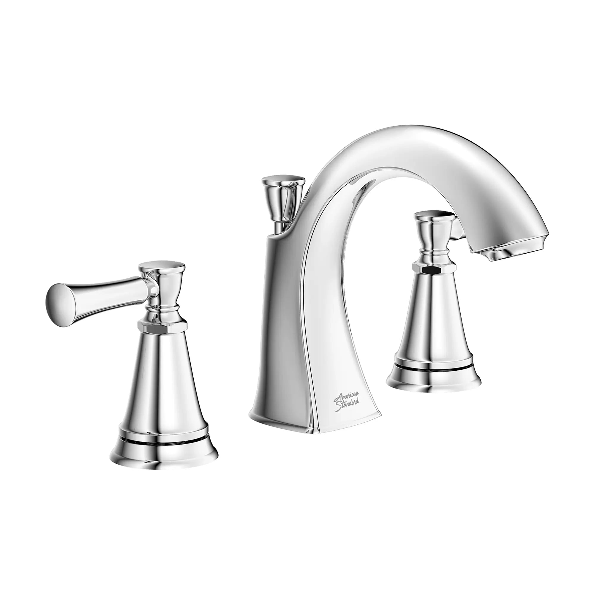 Robinet de salle de bain Chancellor à grand écartement de 8 po, 1,2 gpm/4,5 L/min avec 2 poignées à levier // CHROME POLI // 90084_Chancellor_8inch_Widespread_7022801.002_Right_Facing_Silo_CDNwebp.webp